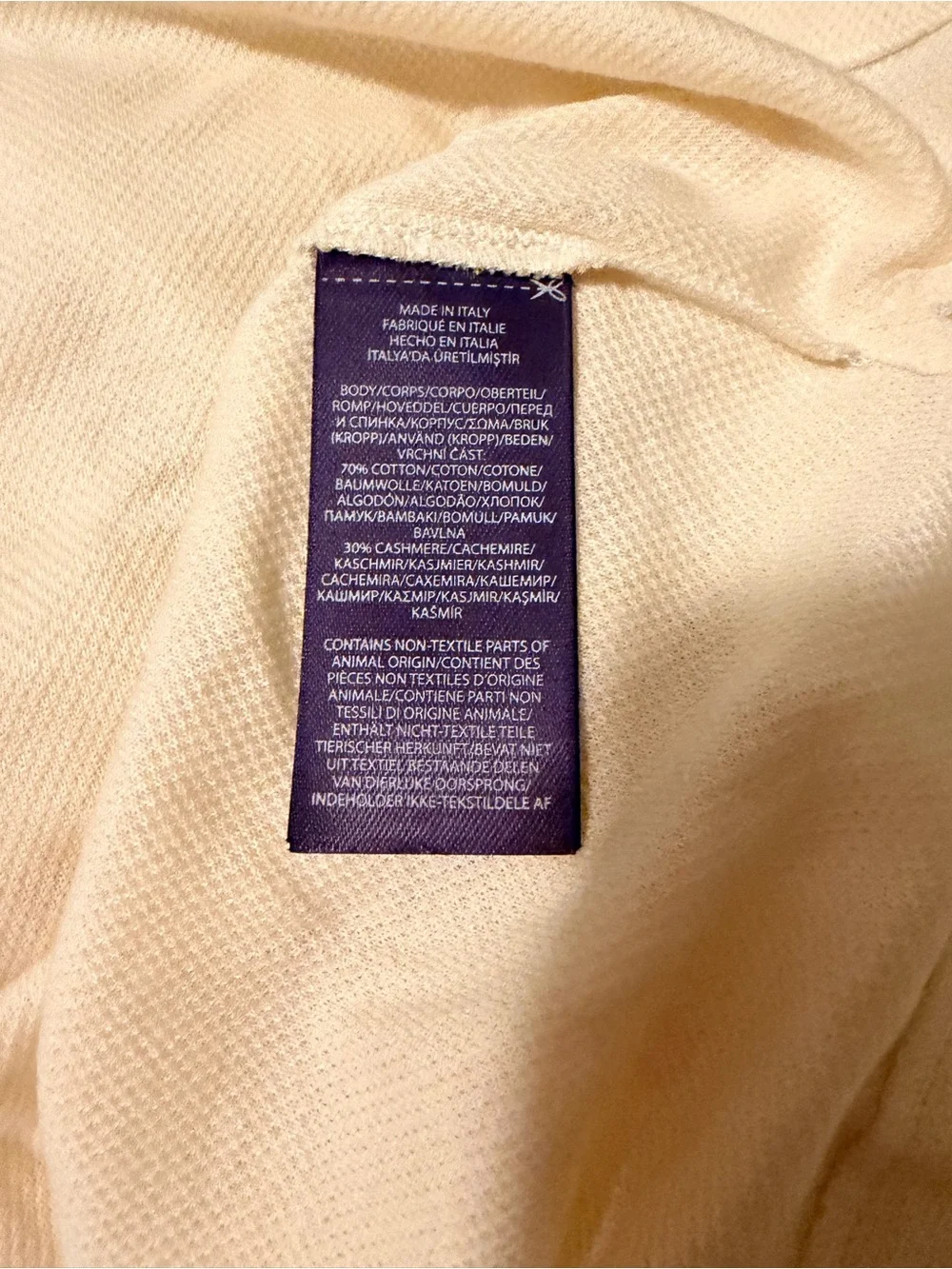 Ralph Lauren Cashmere Men's Ivory Knit Polo Shirt